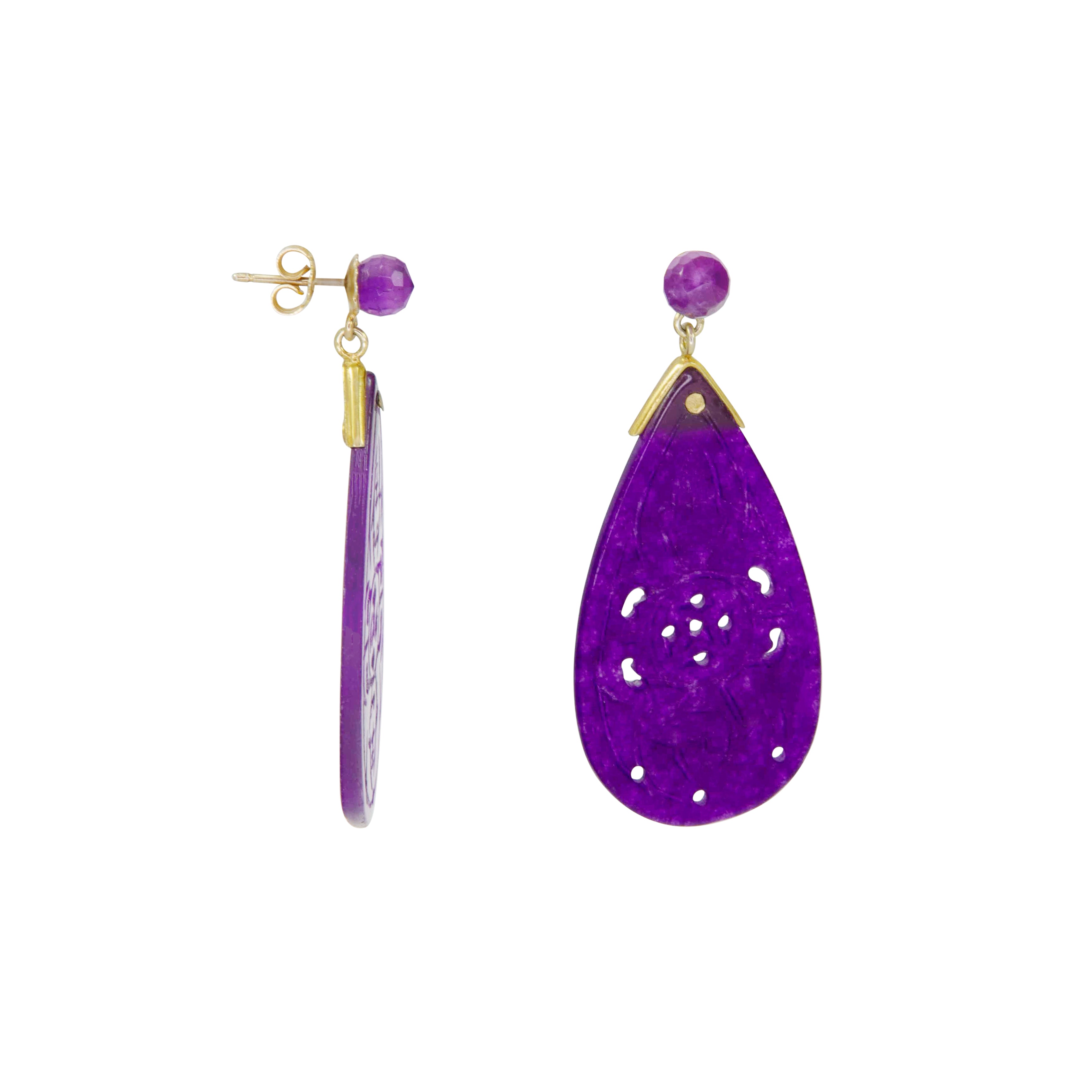 Purple Teardrop Earrings on Stud - $249 RRP