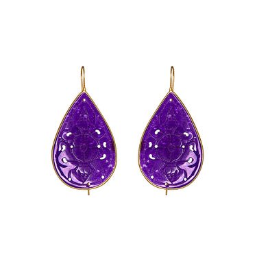 Purple Teardrop Earrings - $504 RRP