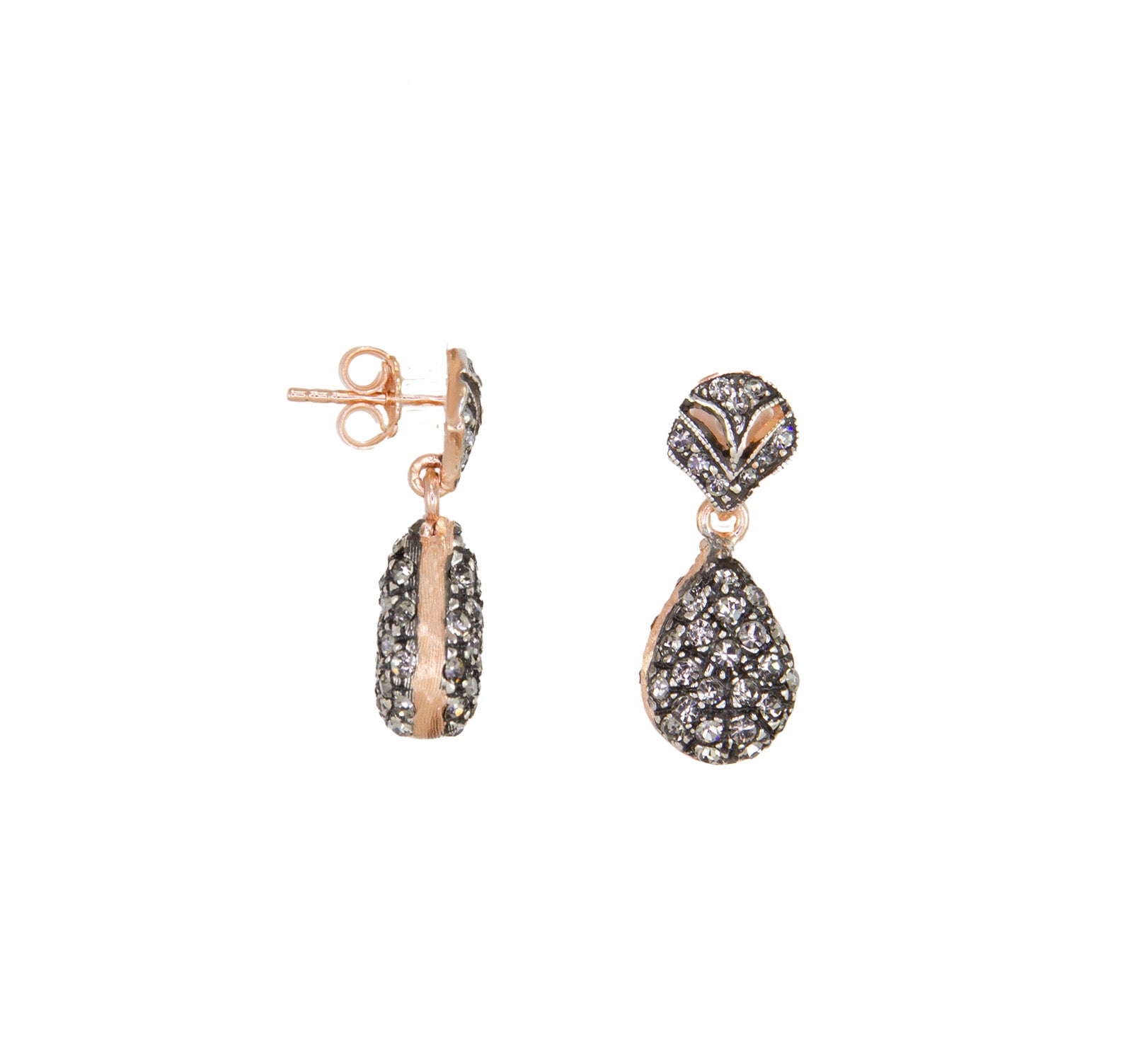 Fume Crystal stud with Teardrop