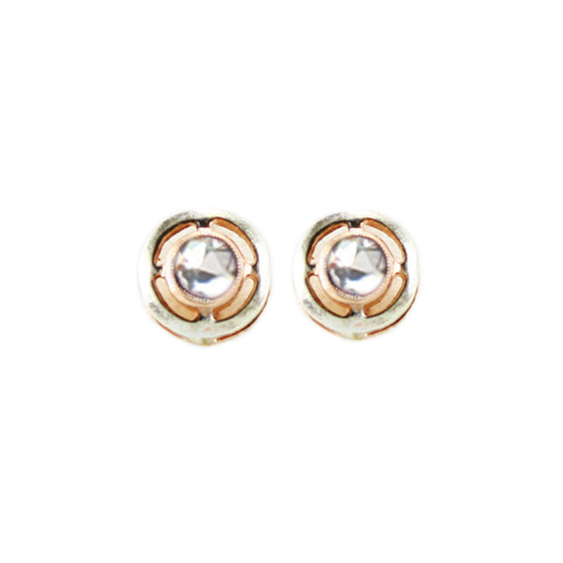 Bright Crystal Rose Gold & Silver Earrings (Stud)