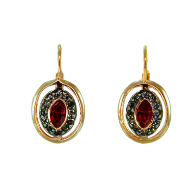 Red Crystal Oval Earrings