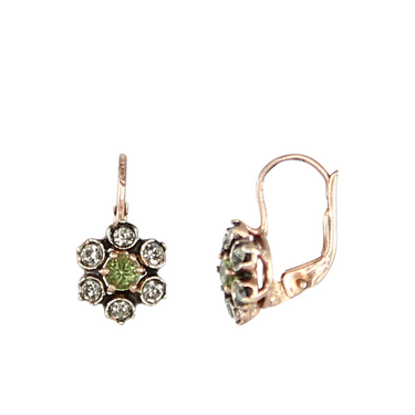 Peridot & Crystal Flower Earrings