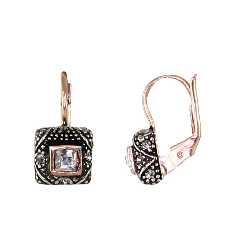 Small Square Bright Crystal Earrings