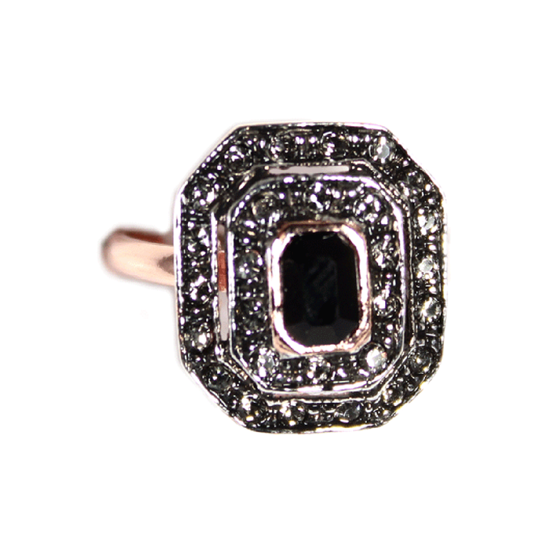 Large Black & Crystal Ring