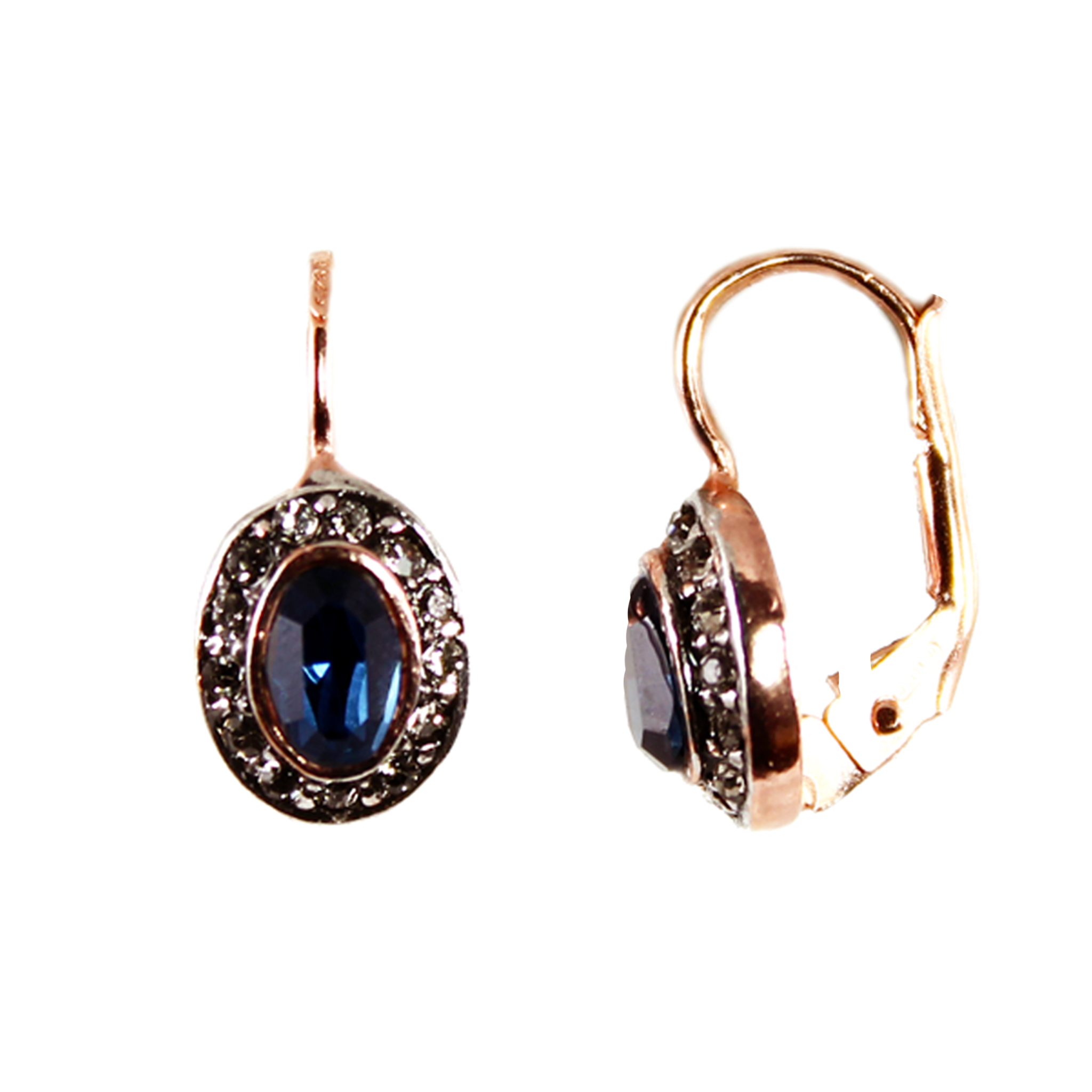 Blue & Crystal Drop Earrings