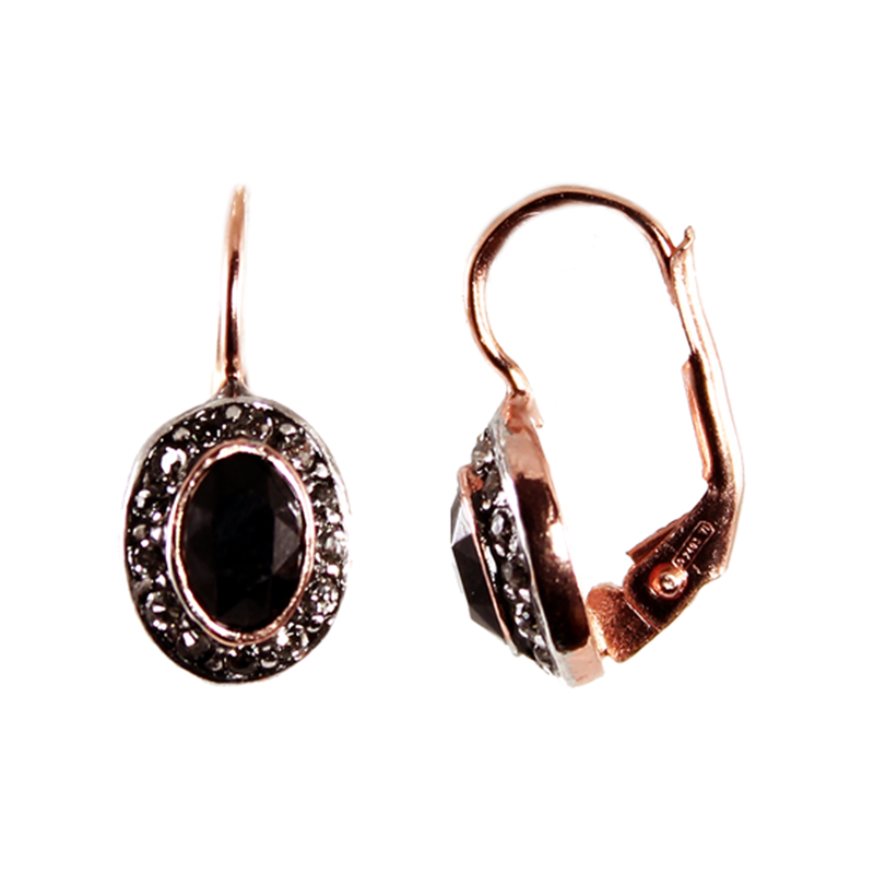 Black & Crystal Drop Earrings