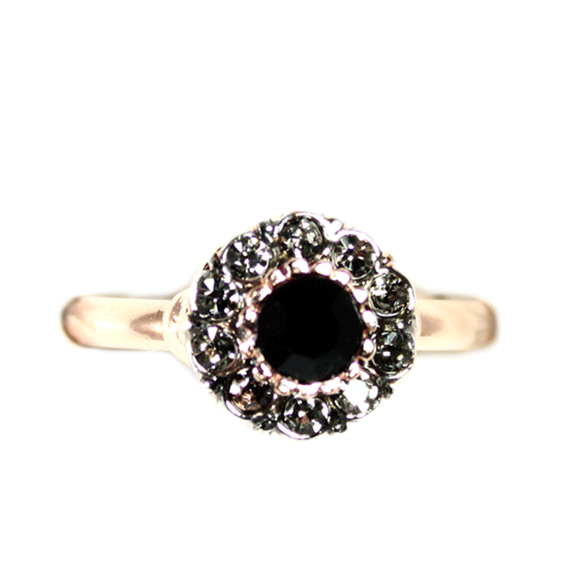 Black & Crystal Circle Ring