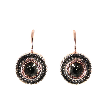Crystal & Rose Gold Round Drop Earrings