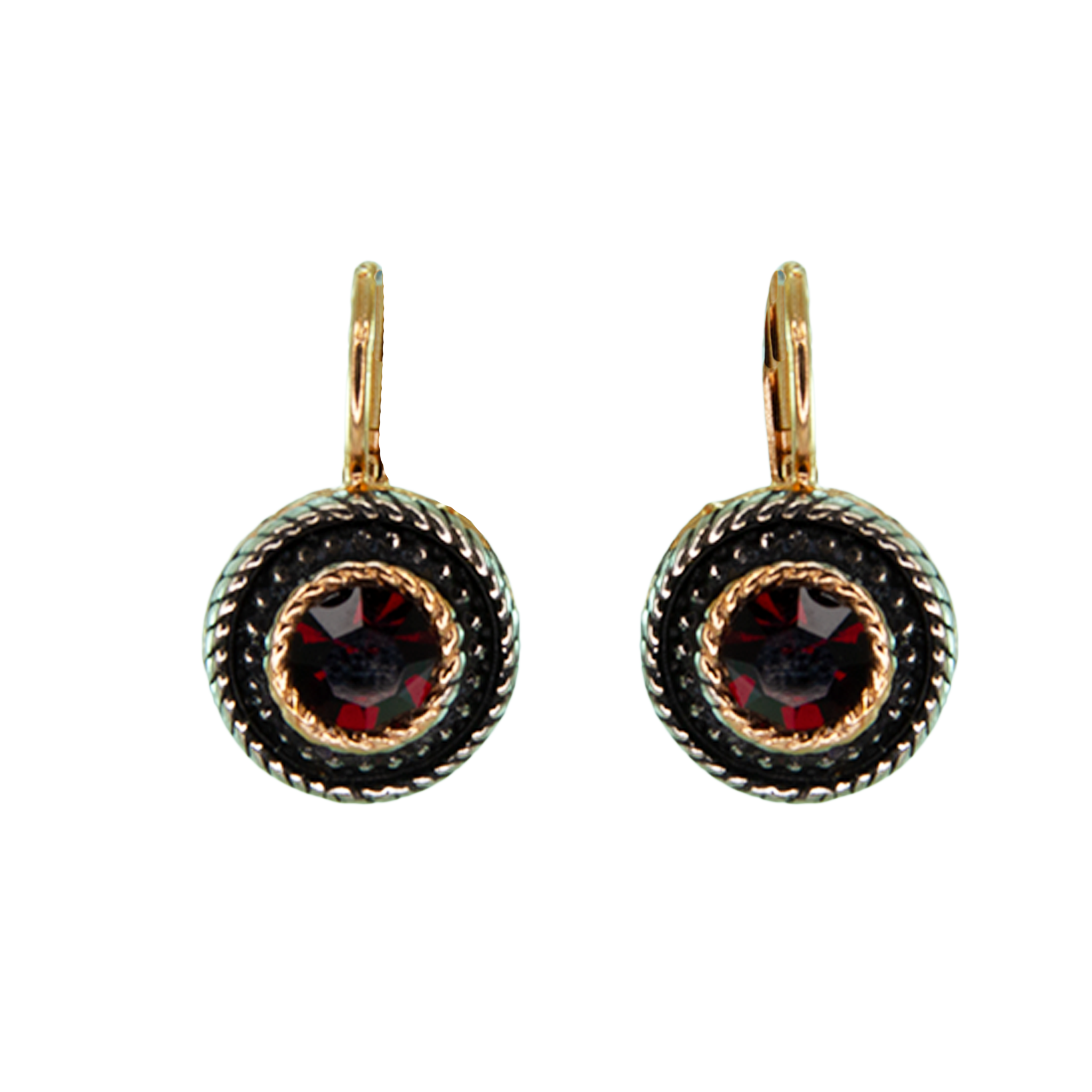 Round Red Crystal Earrings