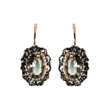 Crystal Oval & Rose Gold Earrings