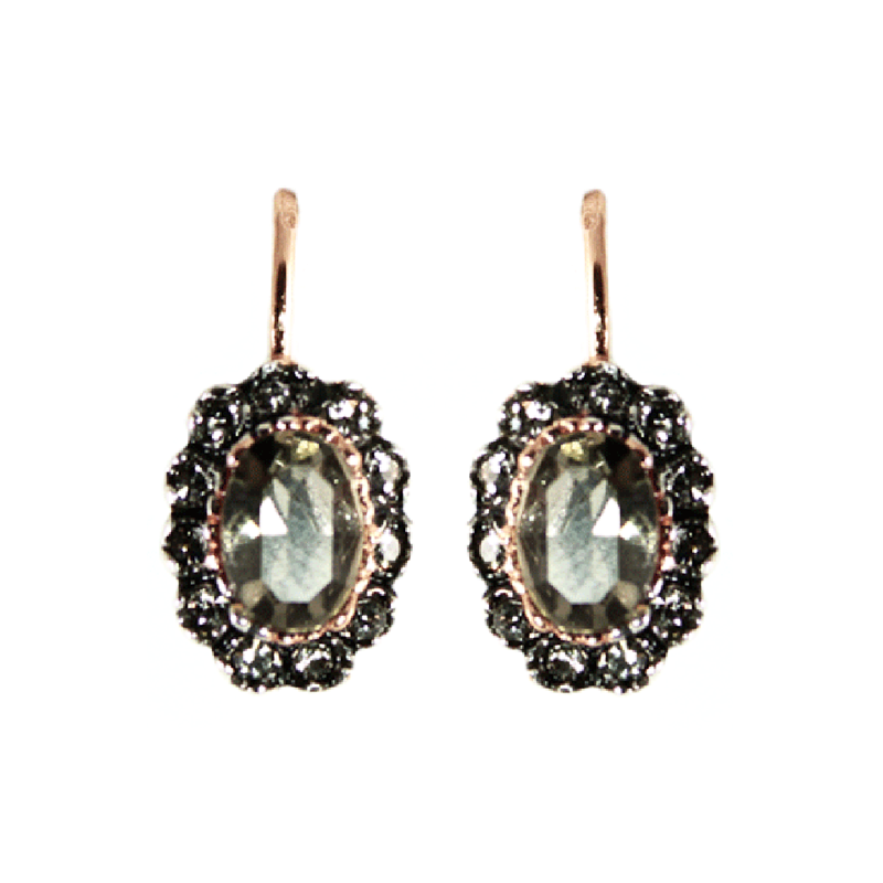 Crystal Oval & Rose Gold Earrings
