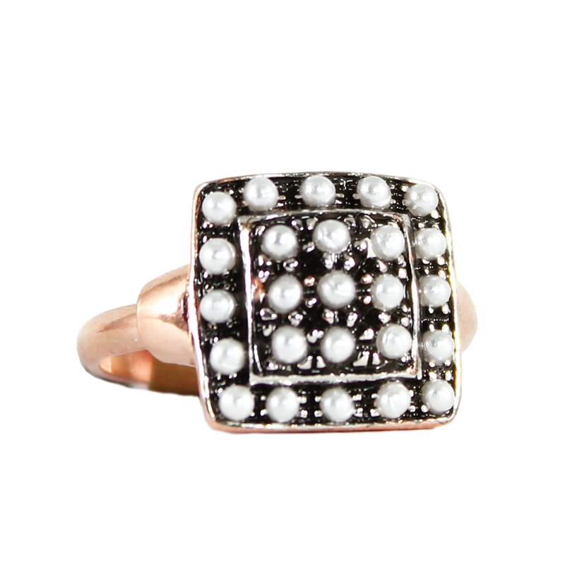 Square Pearl & Rose Gold Ring