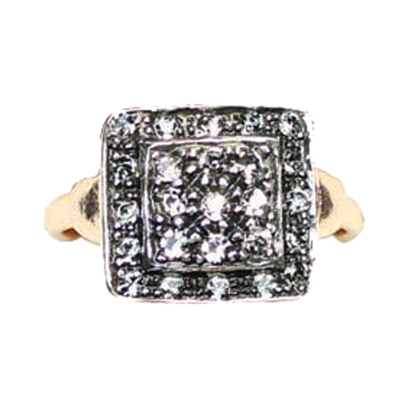 Square Crystal & Rose Gold Ring