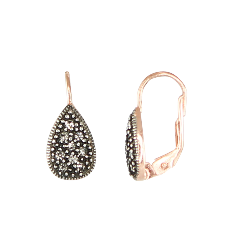 Crystal Teardrop & Rose Gold Earrings