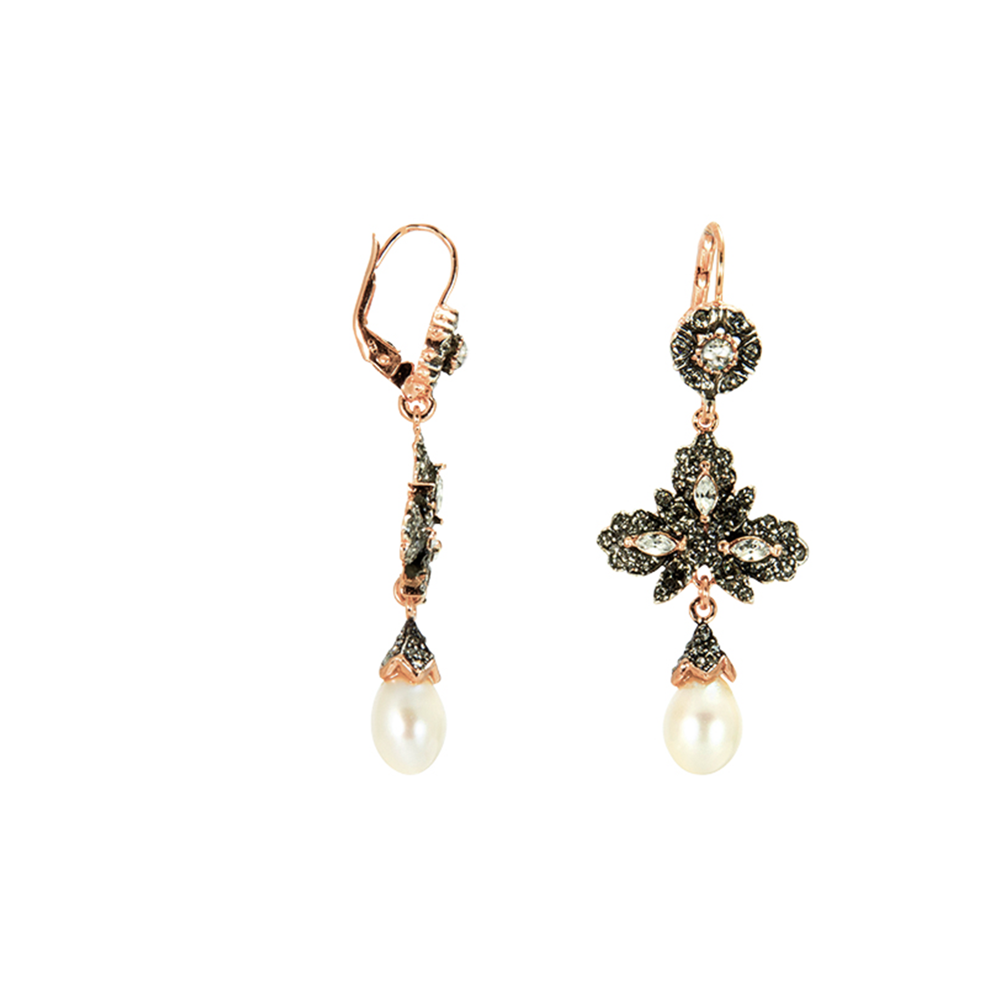 Clear Crystal Fleur de Lis with Teardrop Pearl