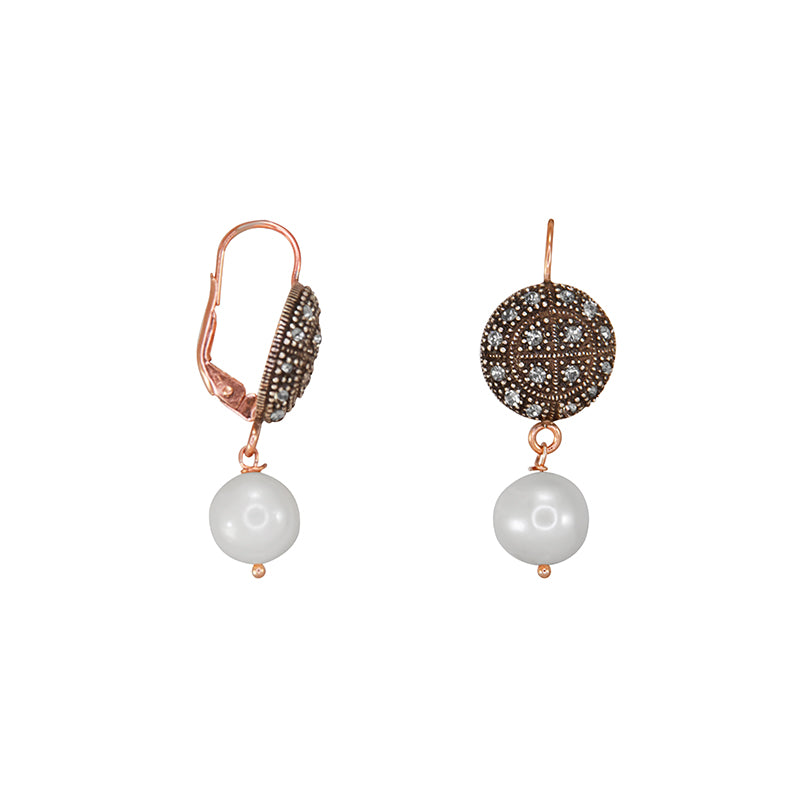 Crystal Circle with Pearl Earring