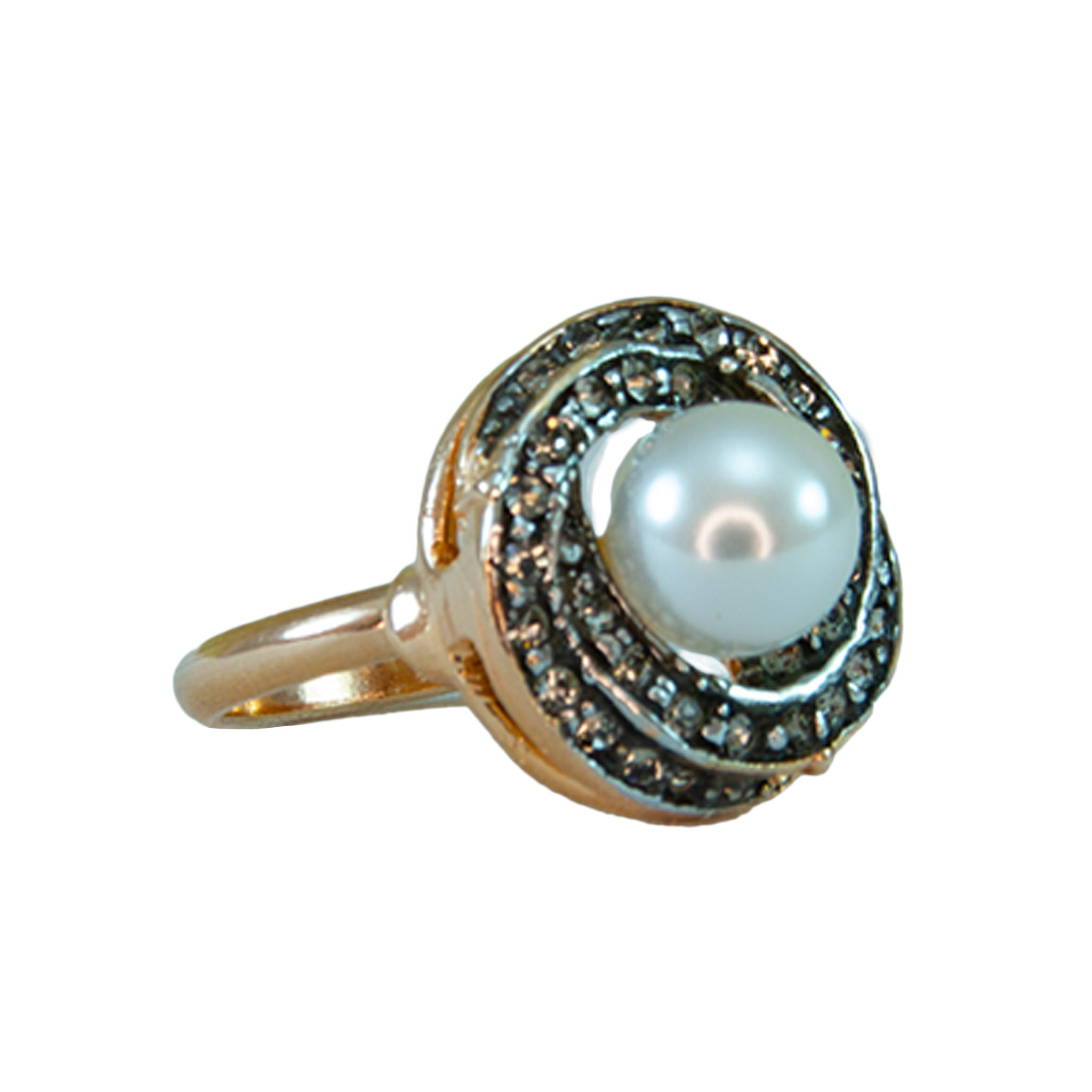 Pearl & Crystal Swirl Ring