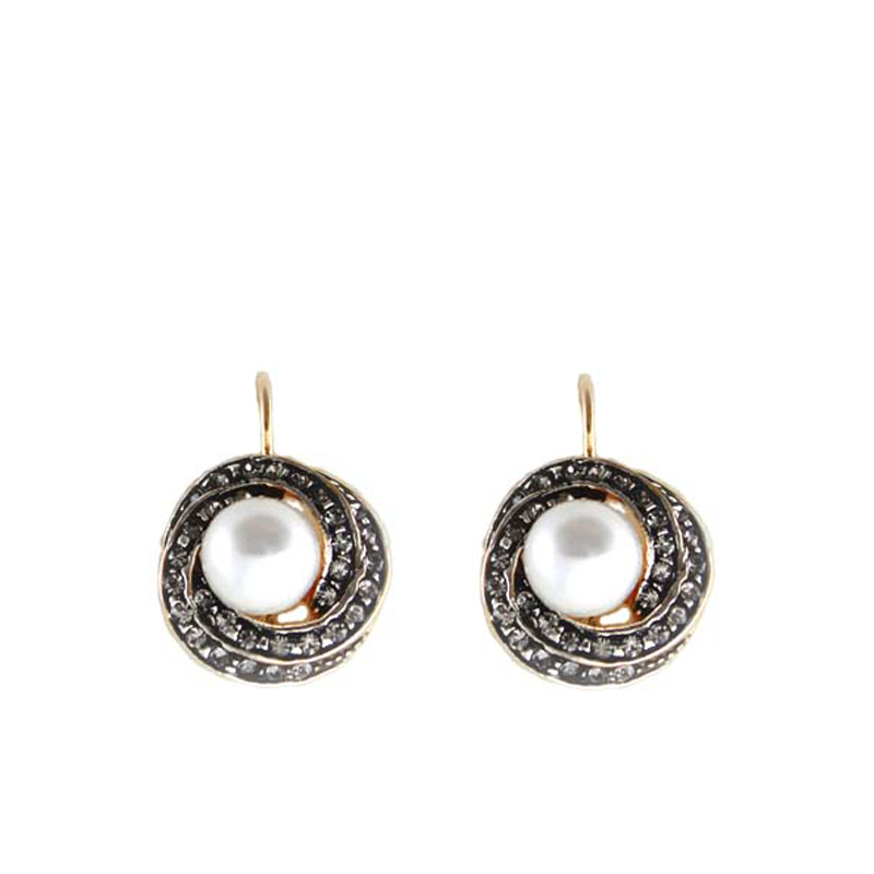 Pearl & Crystal Swirl Earrings