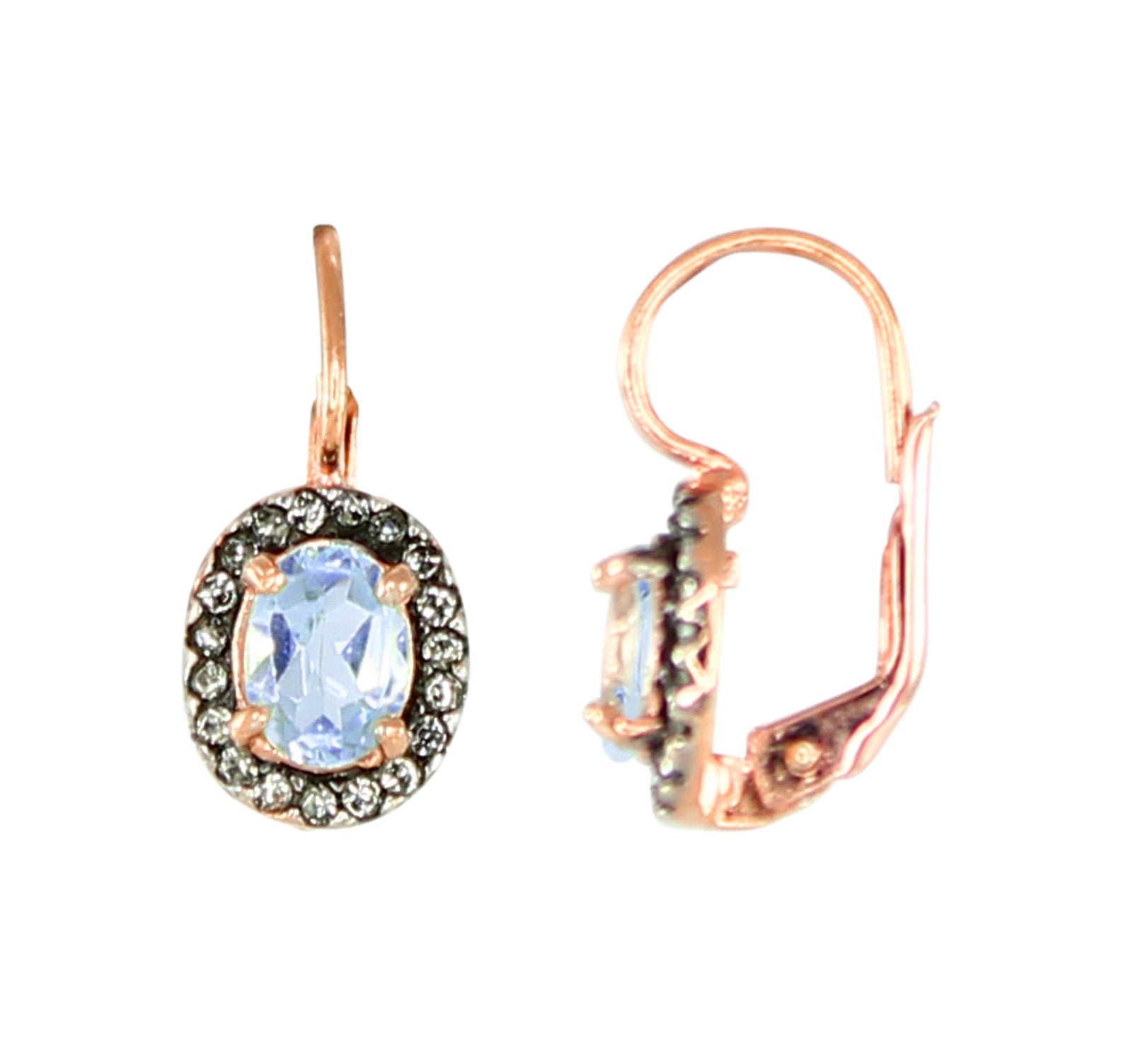 Aquamarine & Fume Crystal Earrings