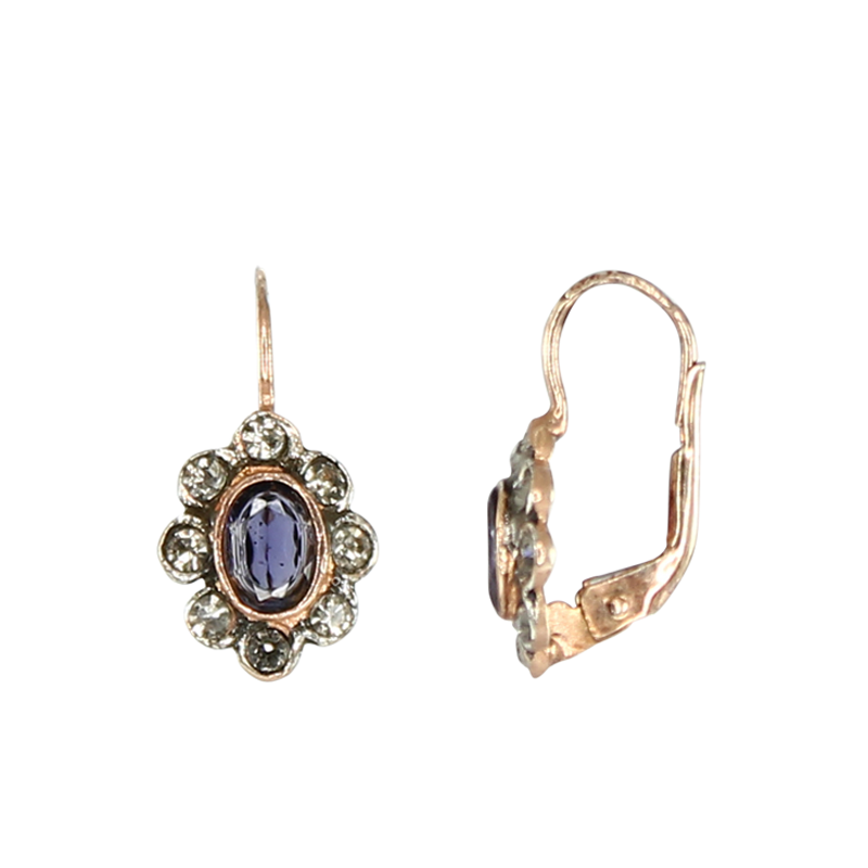 Iolite & Crystal Oval Earrings