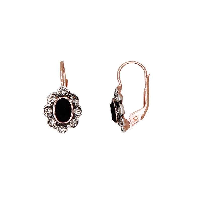 Crystal & Onyx Oval Earrings