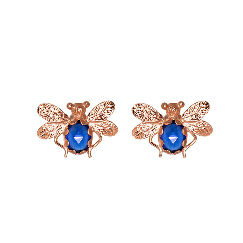 Bee Stud Earrings Blue