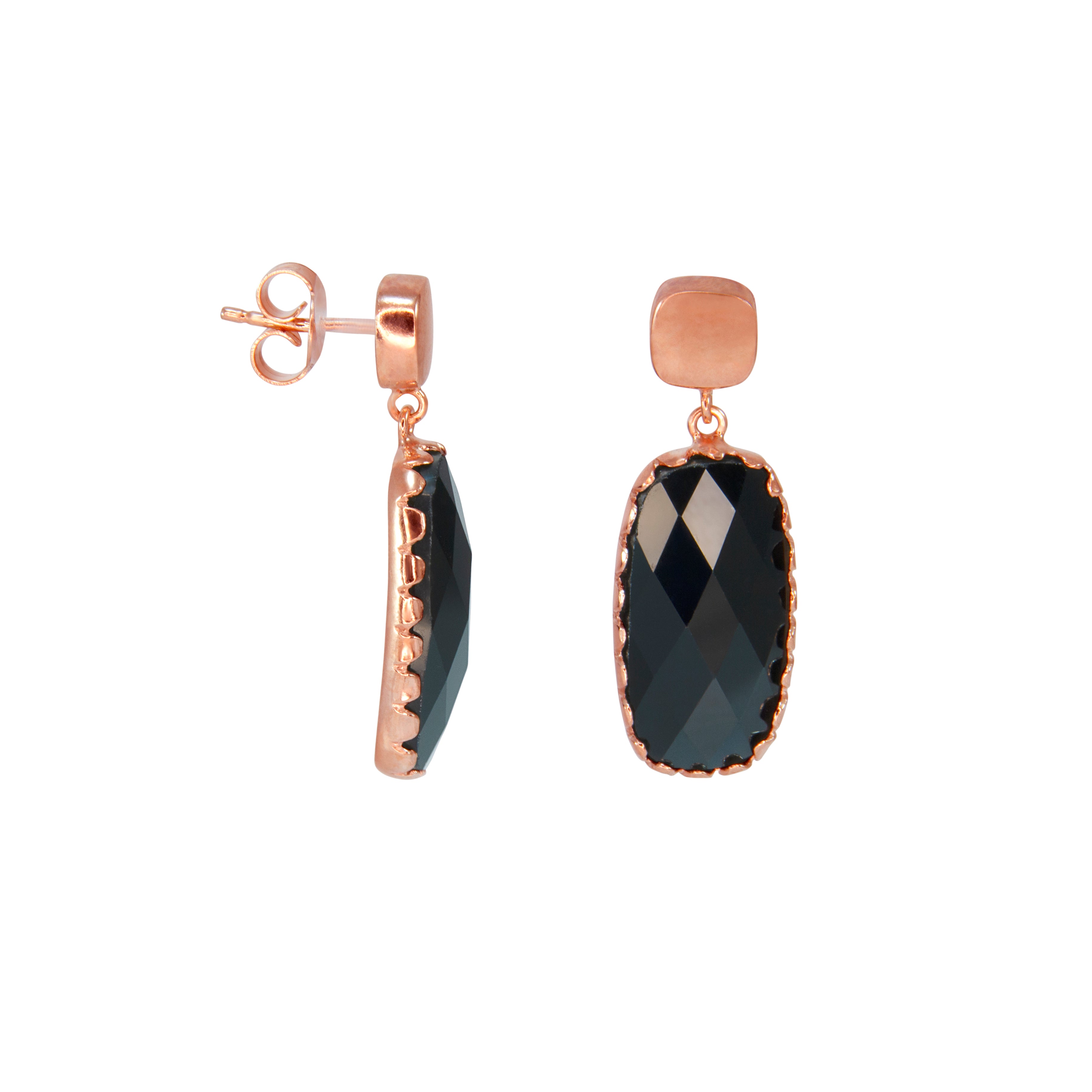 Black Rectangle Drop Earrings