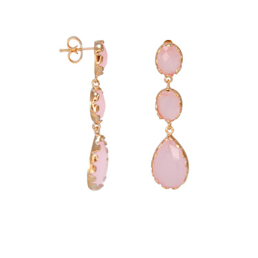 Pink Stone Triple Drop Earrings - $229 RRP