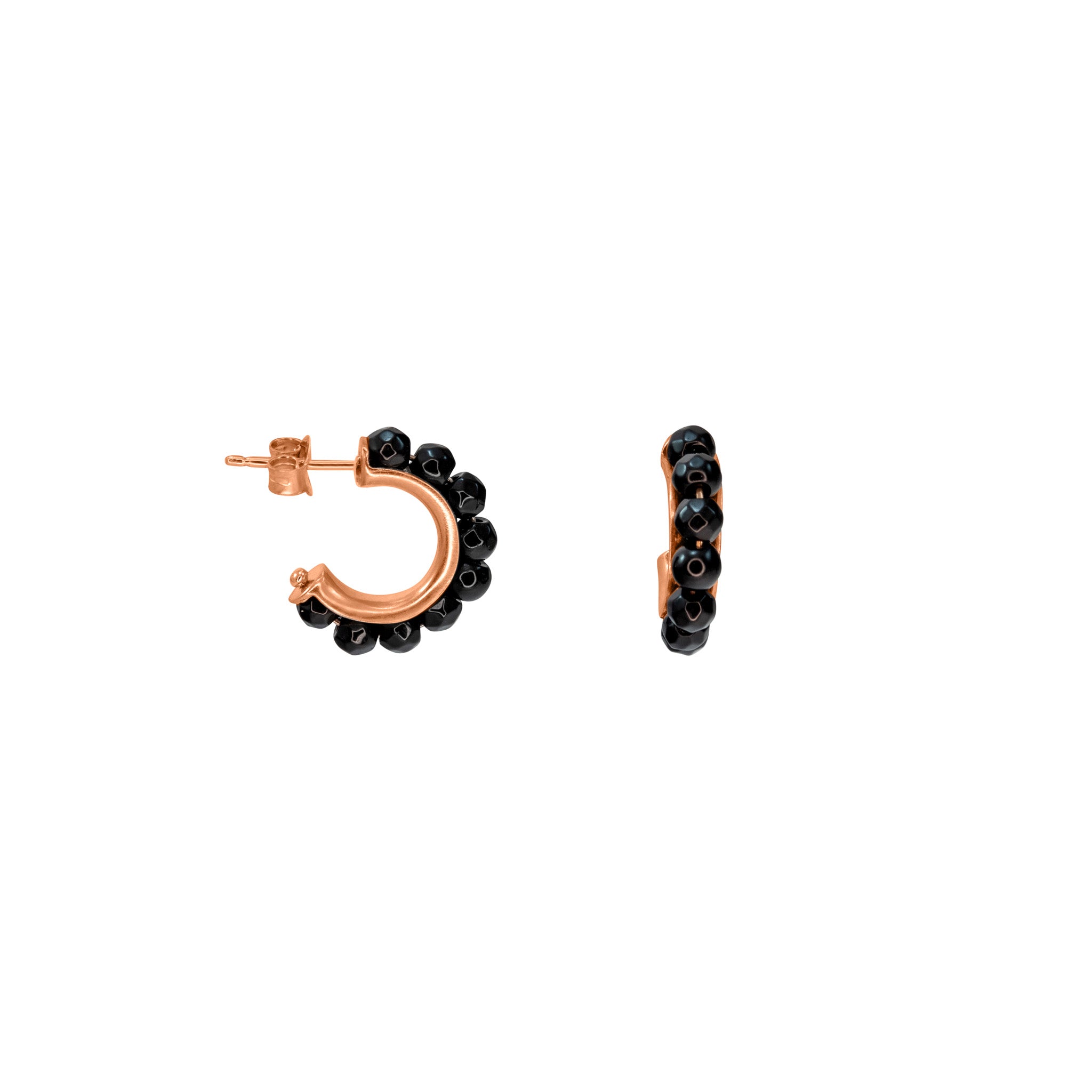 Black Gemstone Hoop Earrings