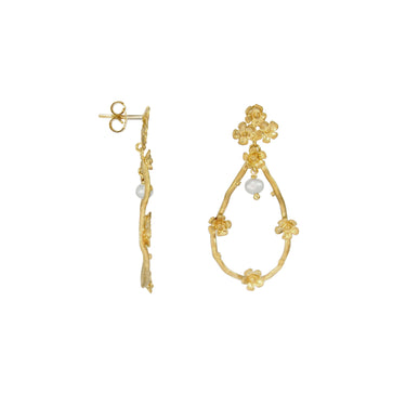 Daisy Chain Teardrop Earrings - Yellow Gold