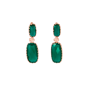 Green Rectangle Drop Earrings