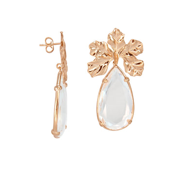 5 Leaf Rose Gold with Large Clear Teardrop - $348 RRP