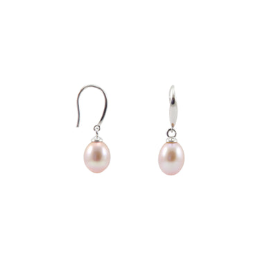 Pink Pearl Drop & Silver Earrings