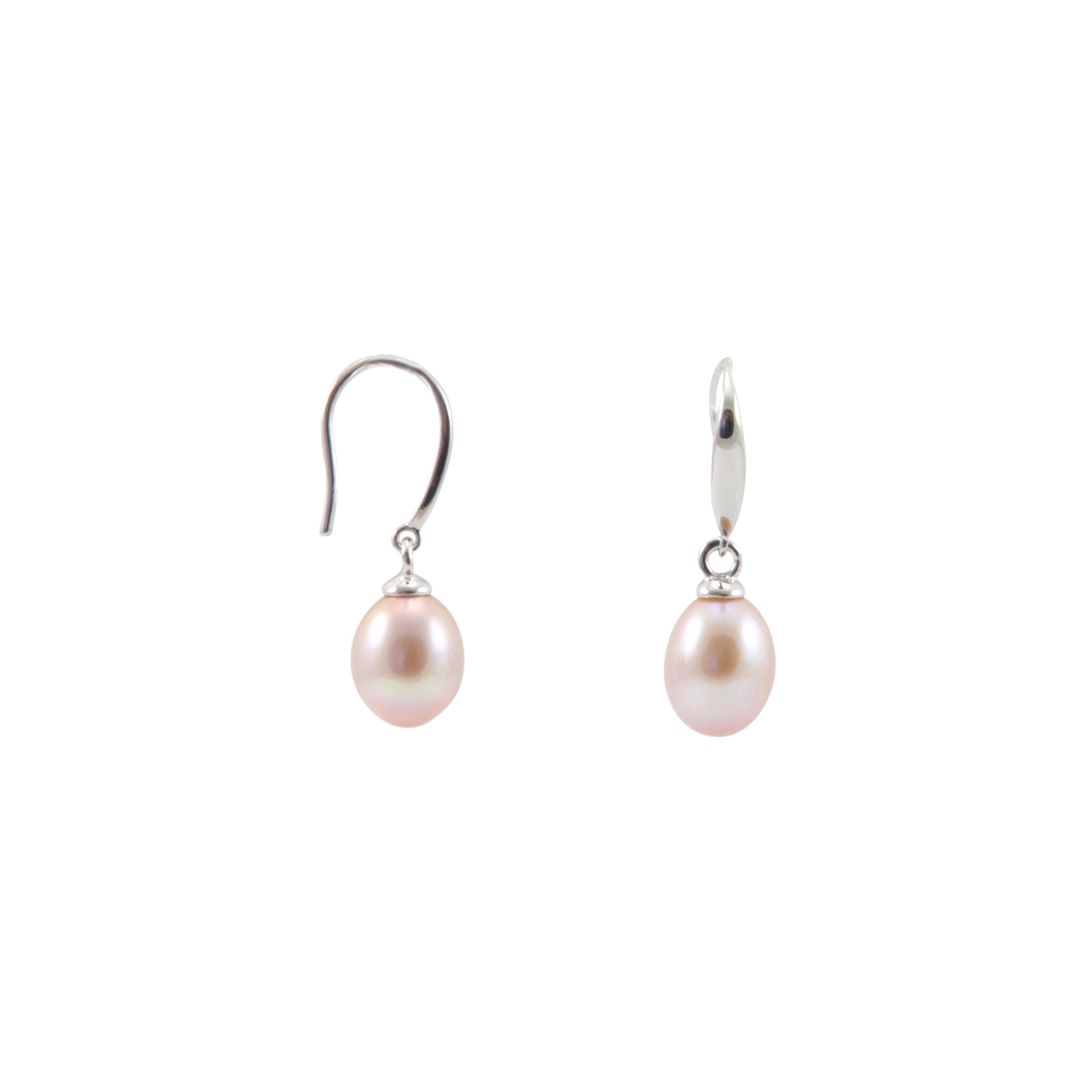 Pink Pearl Drop & Silver Earrings