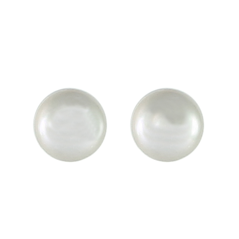 Silver Pearl Stud Earrings (Medium)