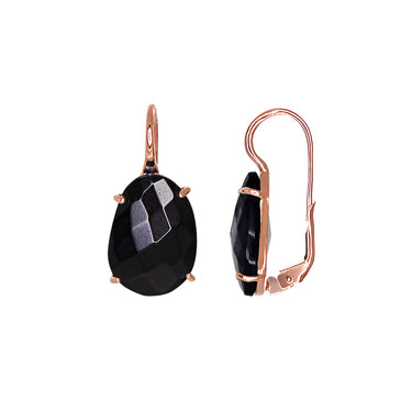 Black Oval Crystal Earrings