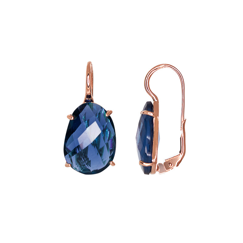 Dark Blue Oval Crystal Earrings