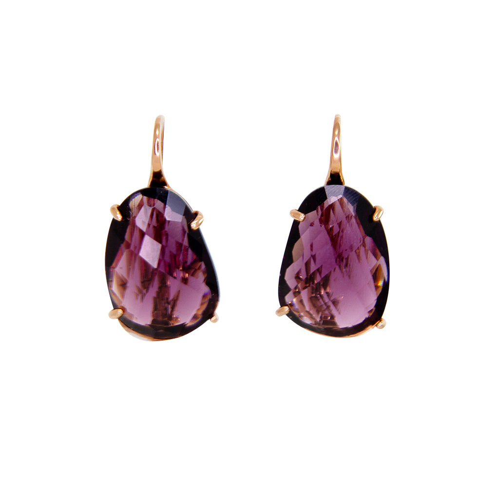 Purple Oval Crystal Earrings