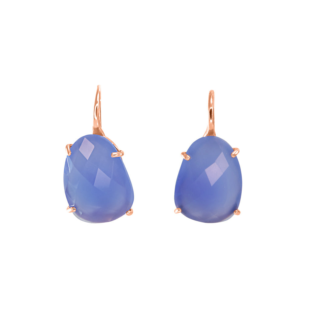 Blue Oval Crystal Earrings