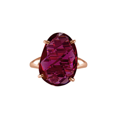 Dark Pink Oval Crystal Ring
