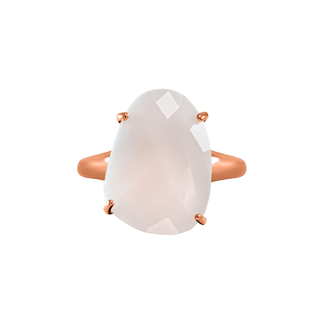 White Oval Crystal Ring