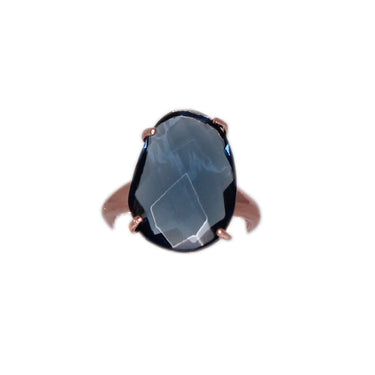 Dark Blue Oval Crystal Ring