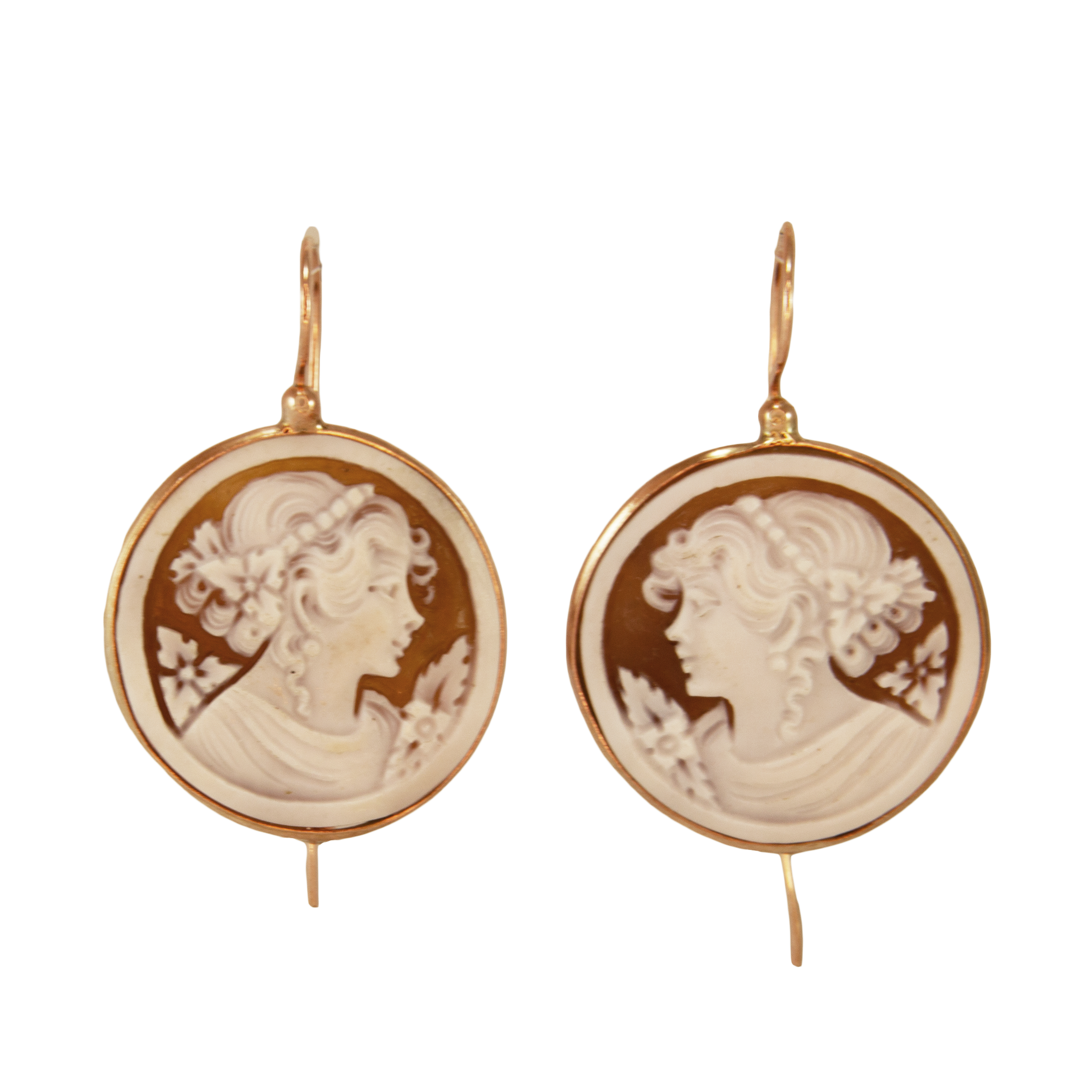 Round Head Cameo Earrings - Rose Gold