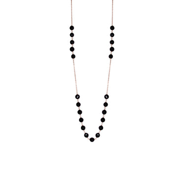 Black Agate & Rose Gold Necklace - 98cm
