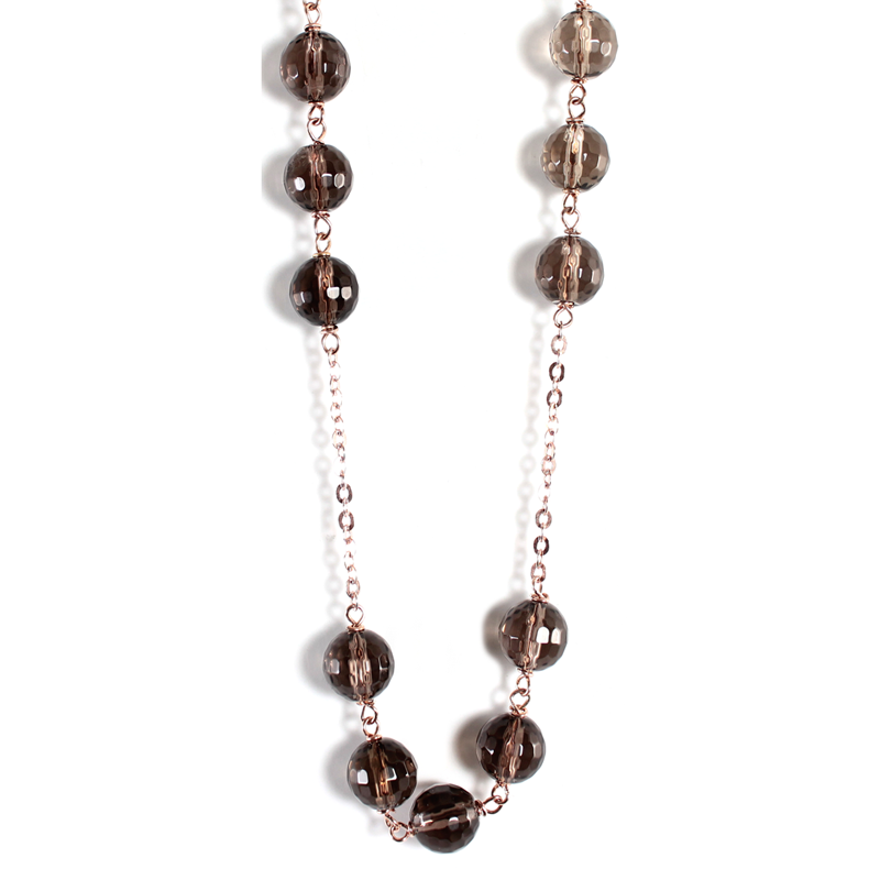 Smoky Quartz Small Stone Necklace - 70cm