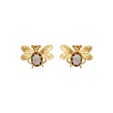 Bee Stud Earrings Smoky Yellow Gold - $166.00 RRP