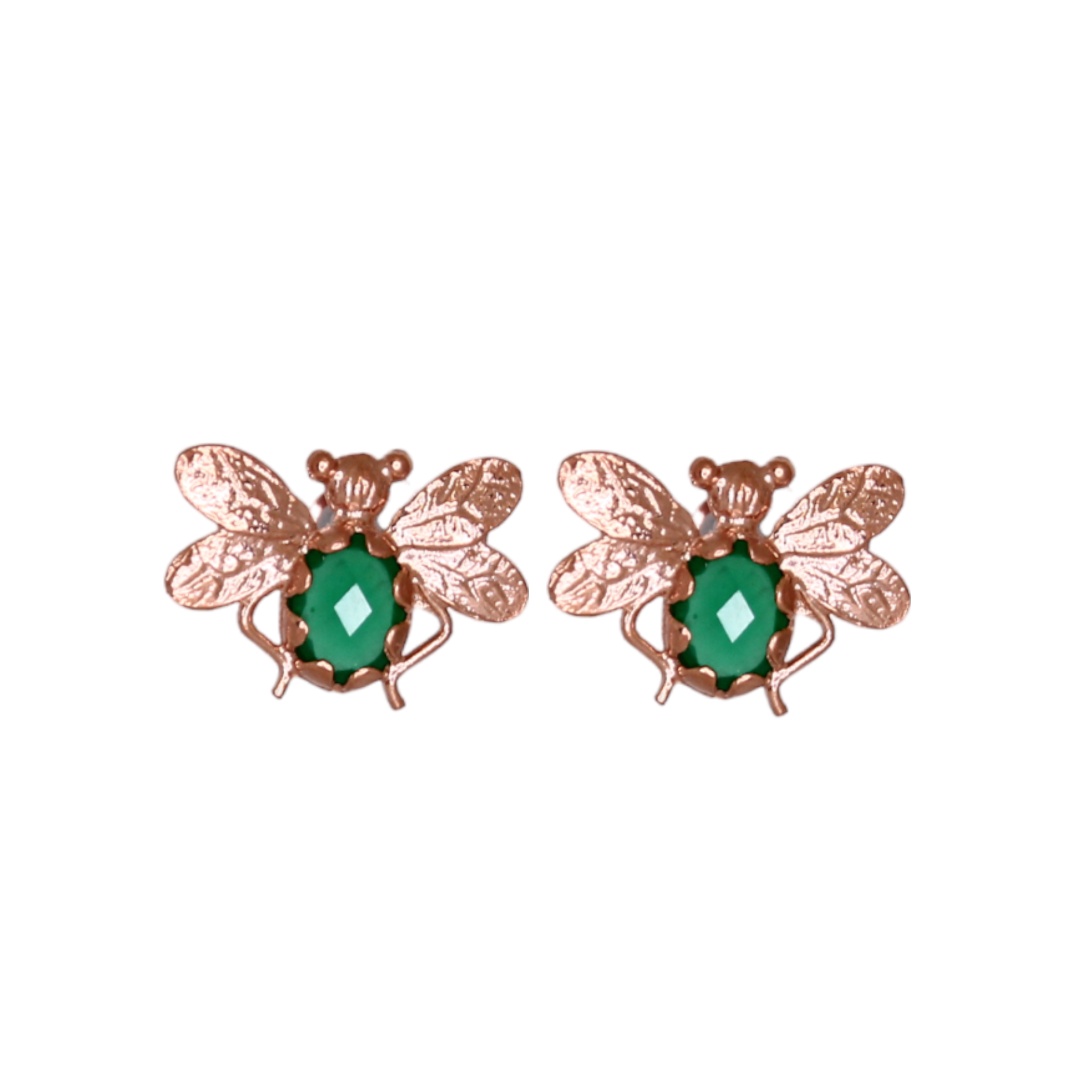 Bee Stud Earrings Green