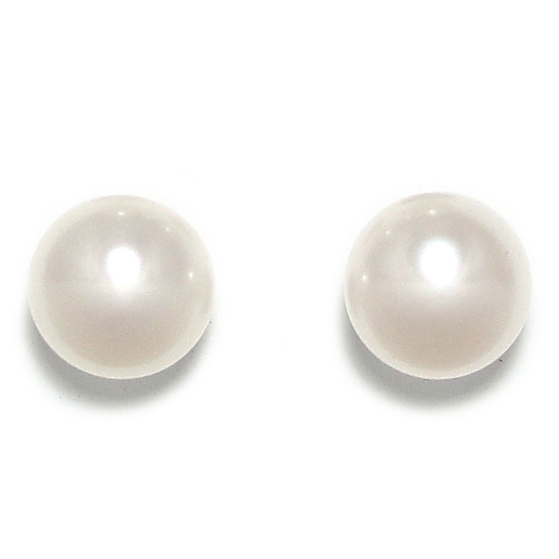 White Pearl Stud Earrings (Large)