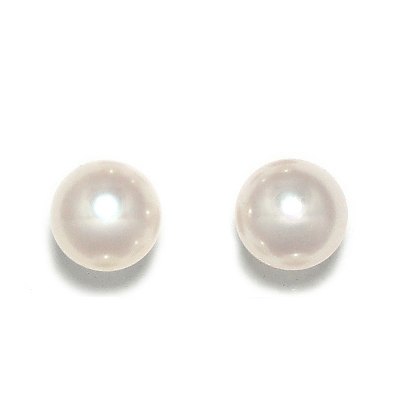 White Pearl Stud Earrings (Medium)